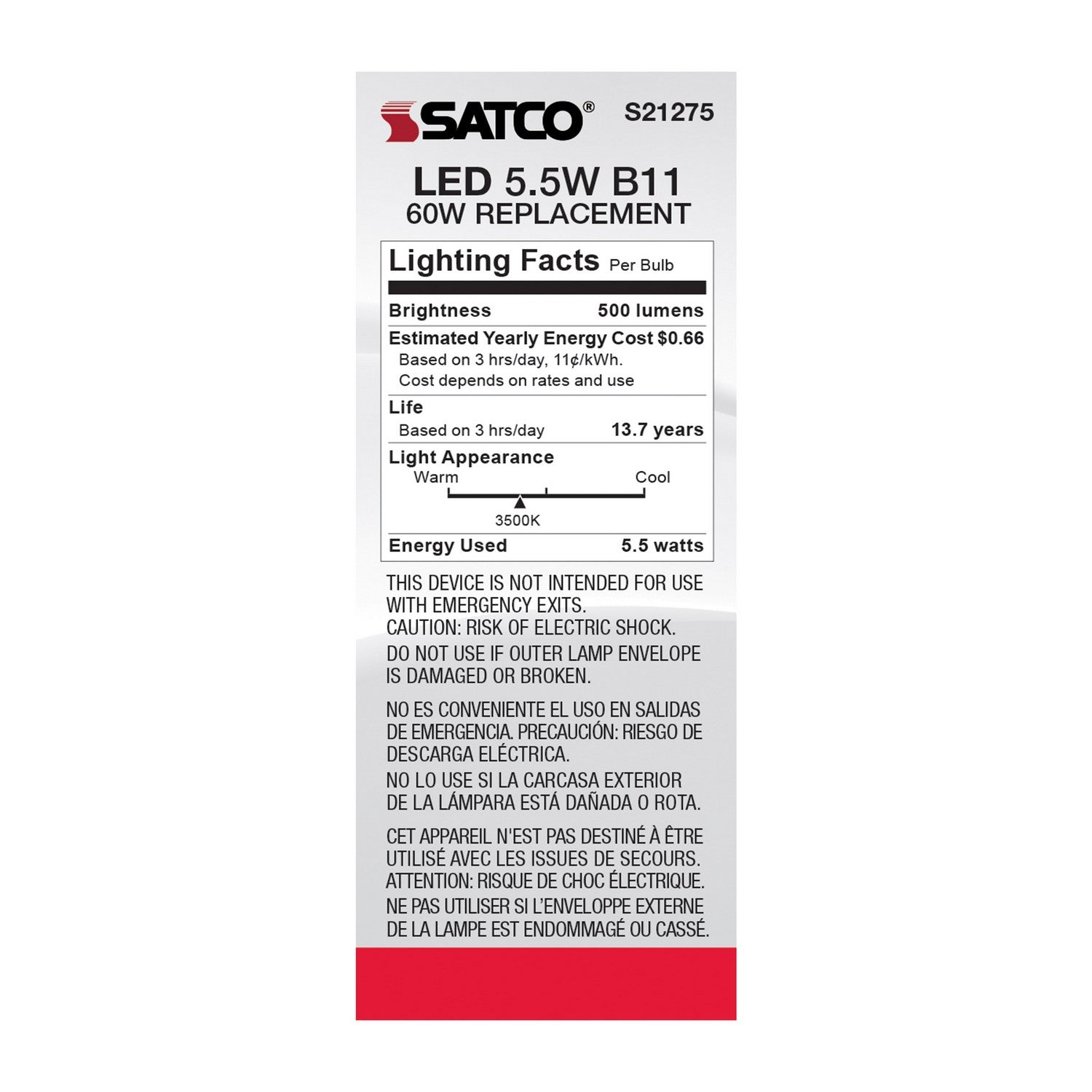 Satco - S21275 - Light Bulb - Clear