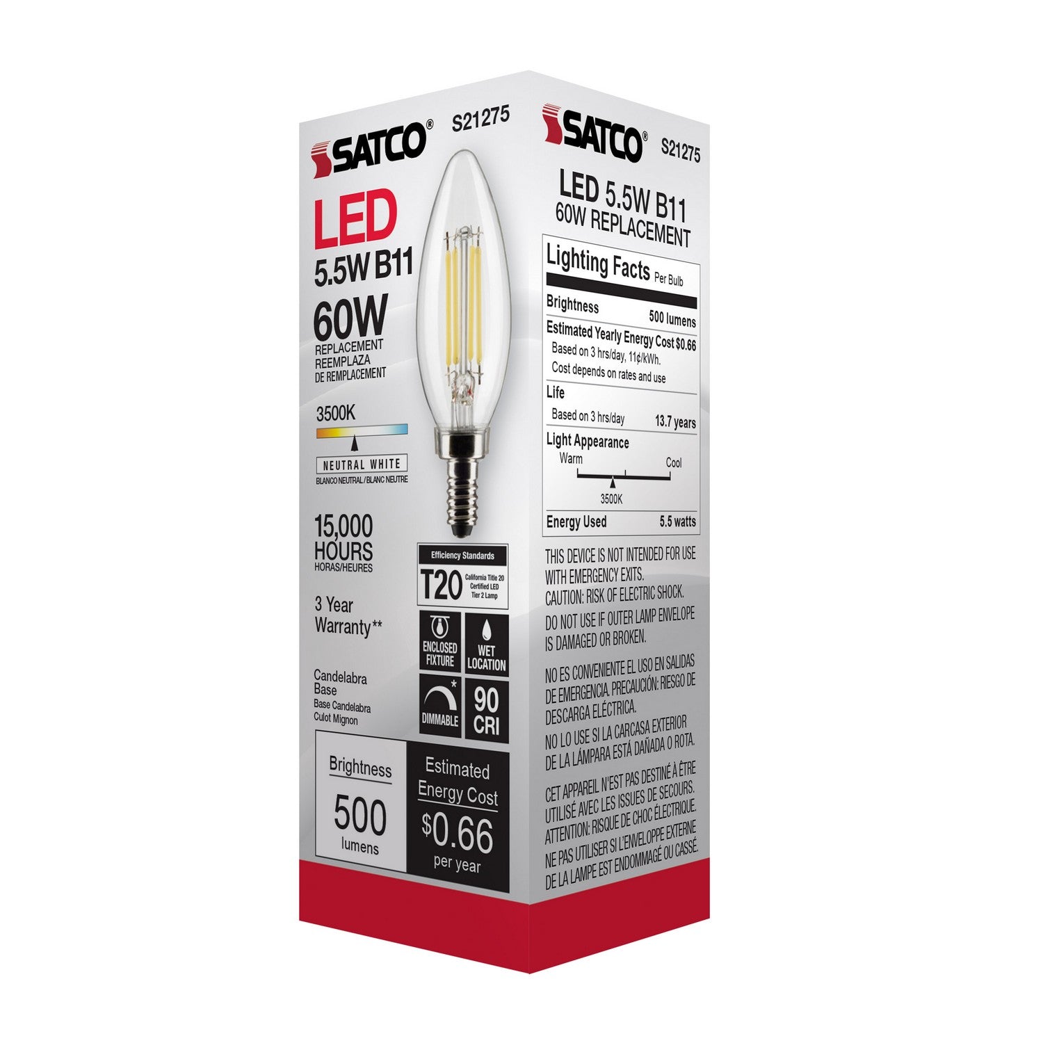 Satco - S21275 - Light Bulb - Clear
