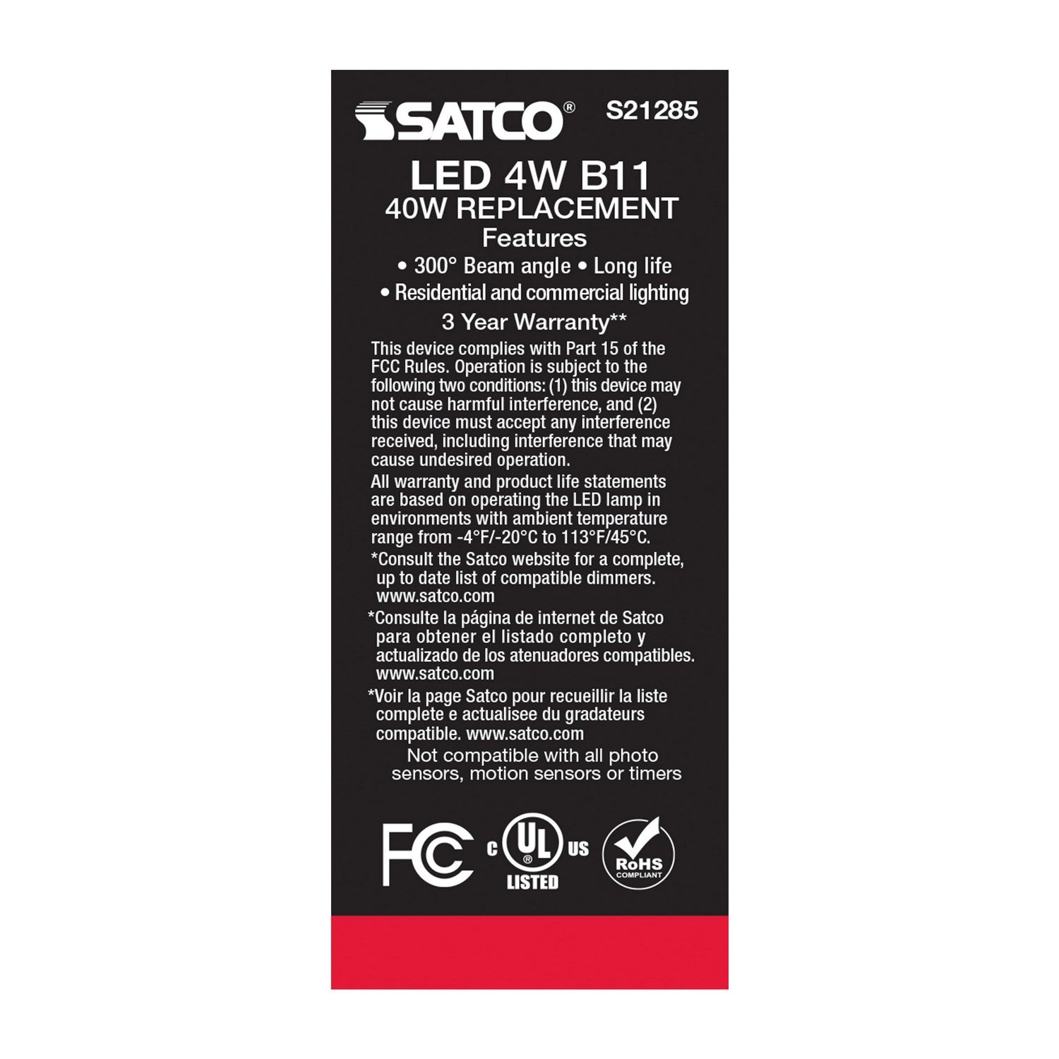 Satco - S21285 - Light Bulb - Clear