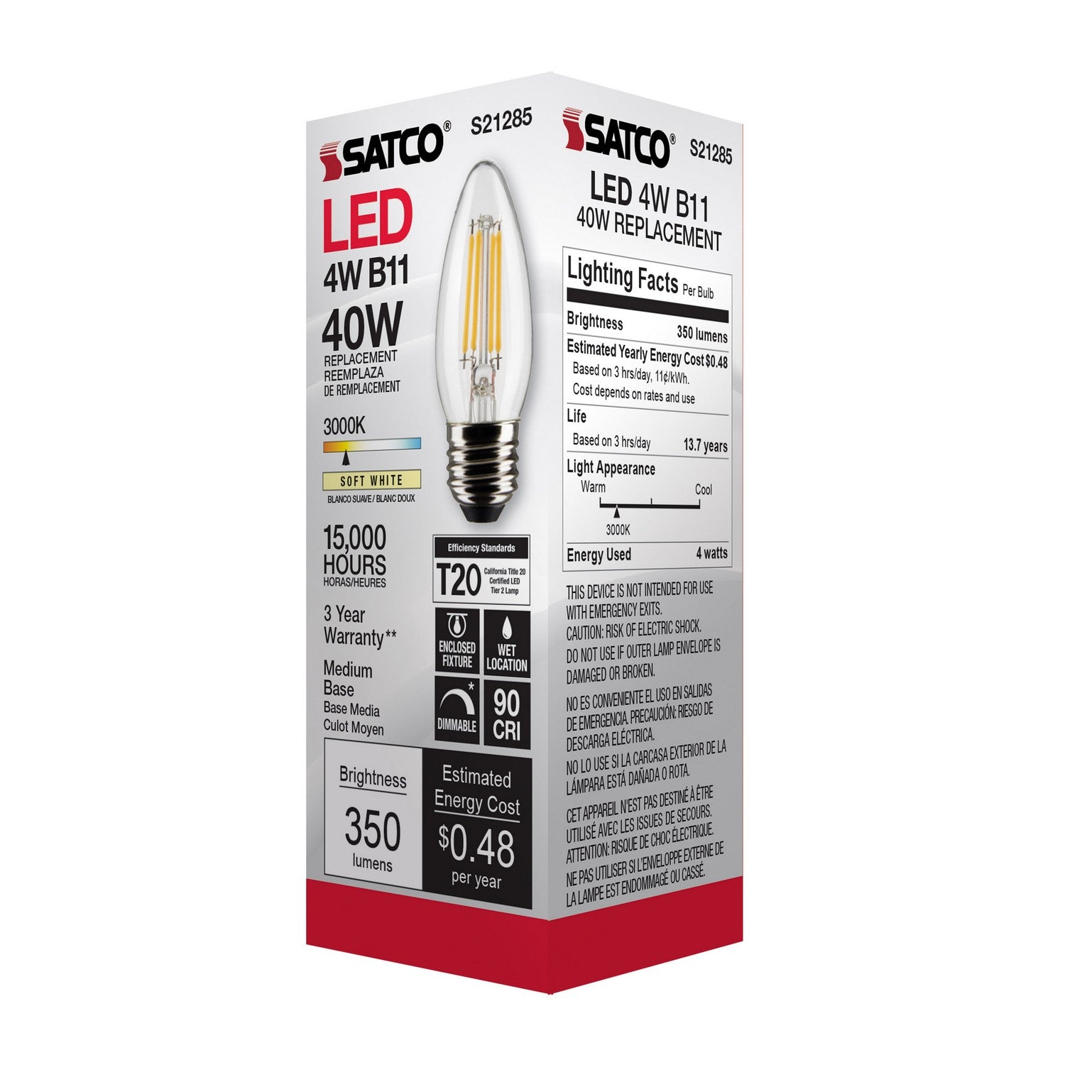 Satco - S21285 - Light Bulb - Clear