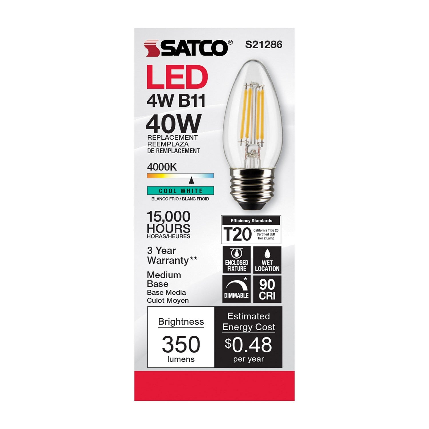 Satco - S21286 - Light Bulb - Clear