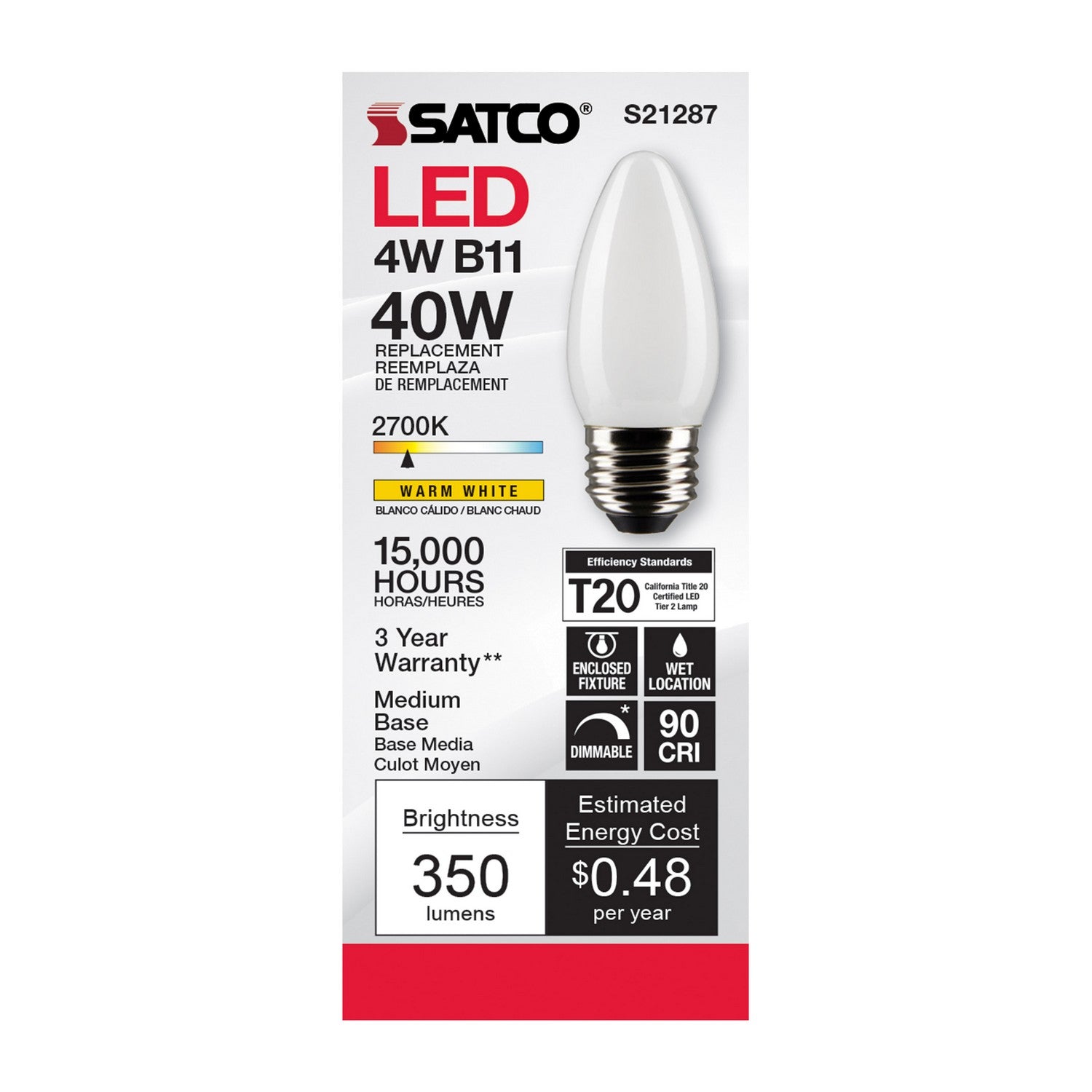 Satco - S21287 - Light Bulb - Frost