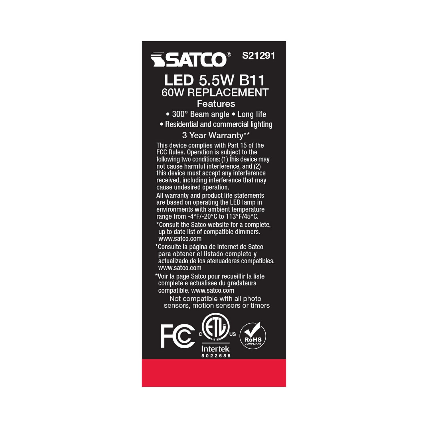 Satco - S21291 - Light Bulb - Clear