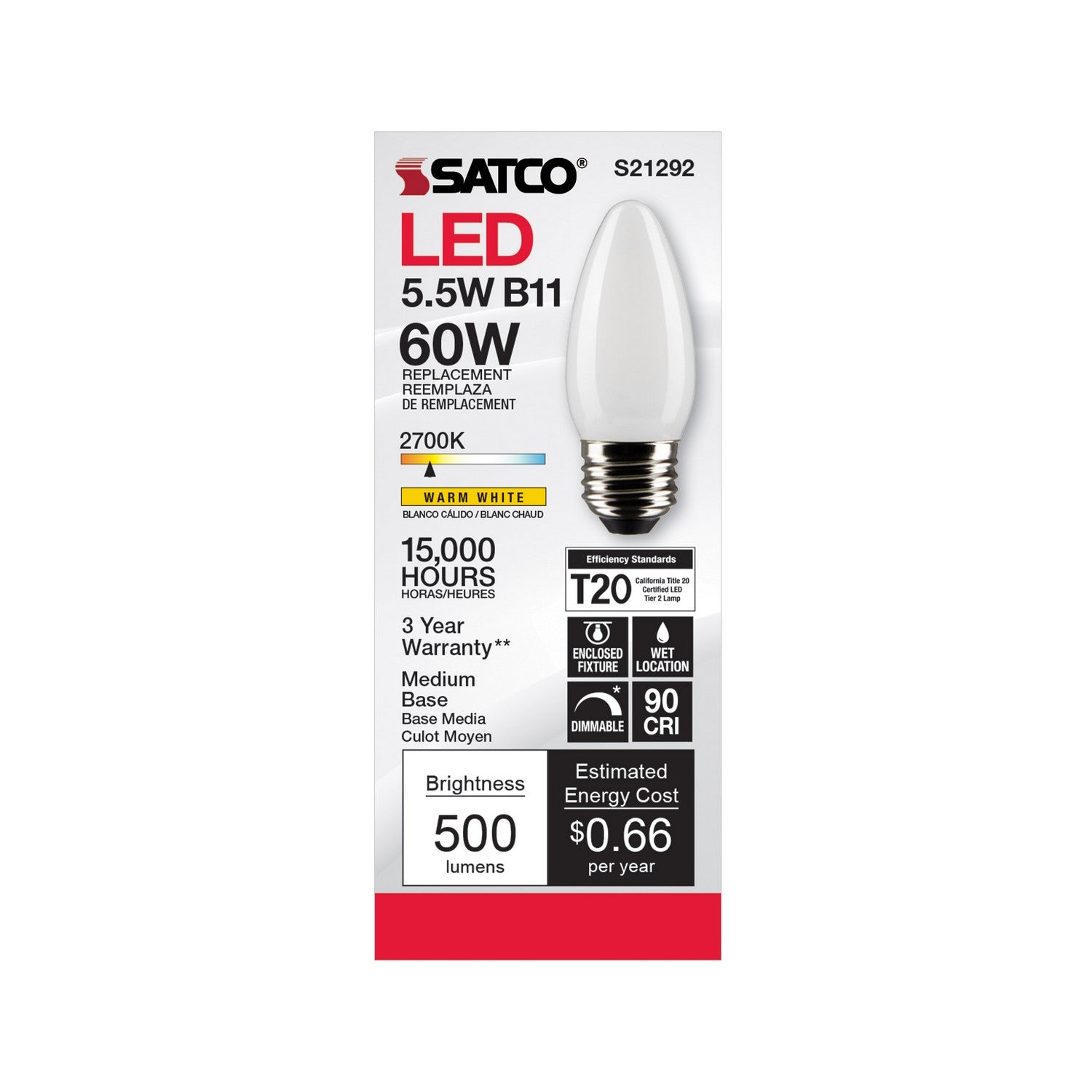 Satco - S21292 - Light Bulb - Frost