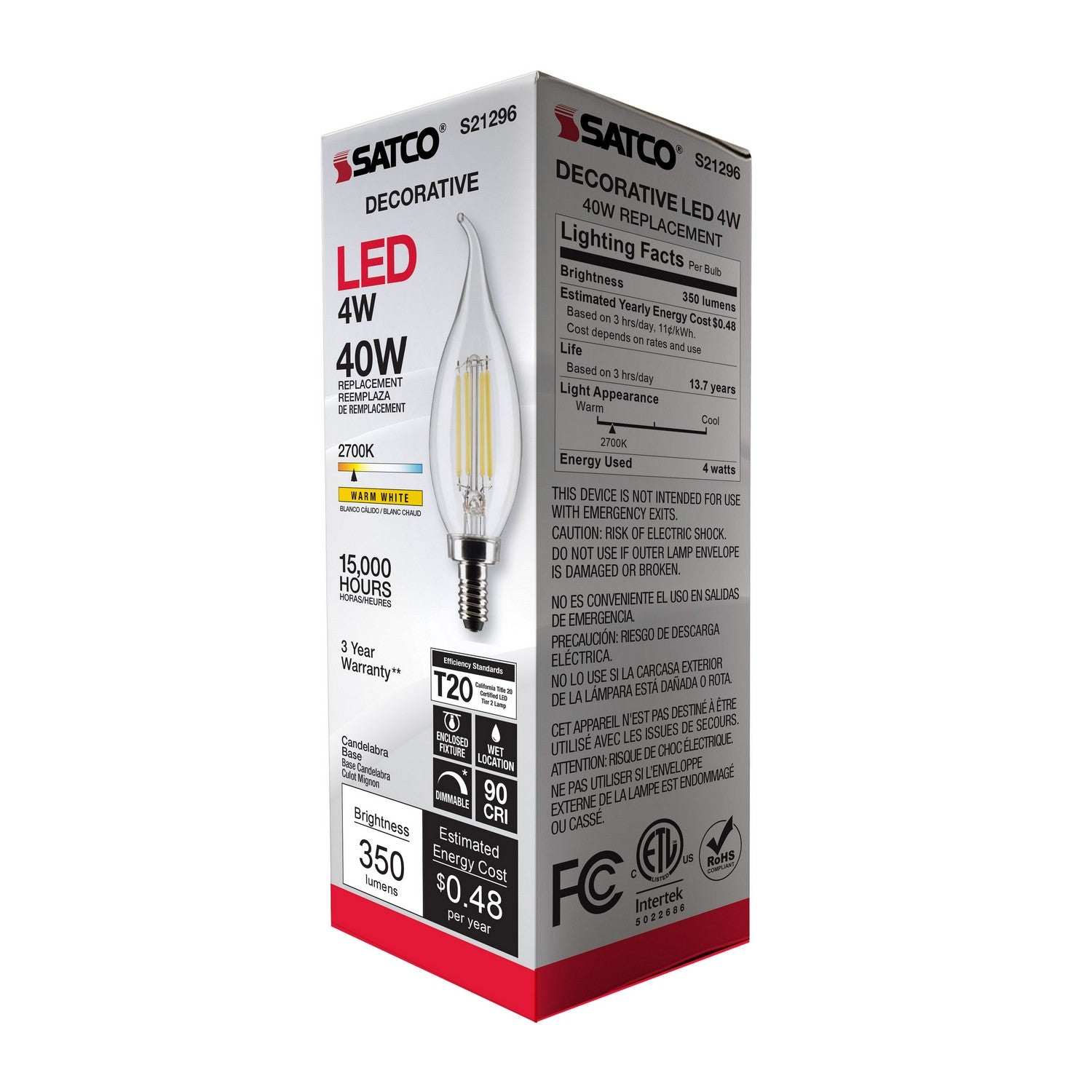 Satco - S21296 - Light Bulb - Clear