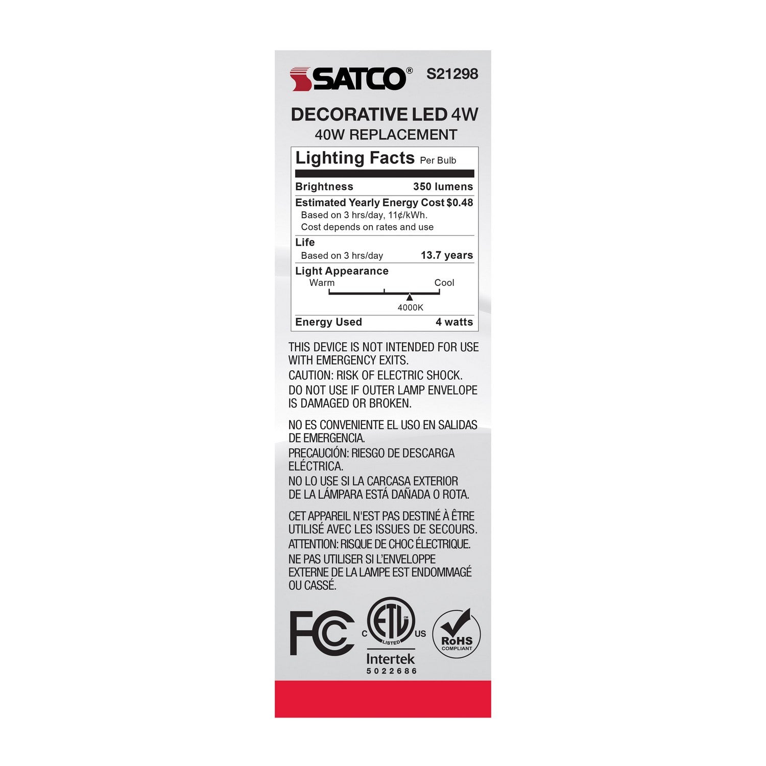 Satco - S21298 - Light Bulb - Clear