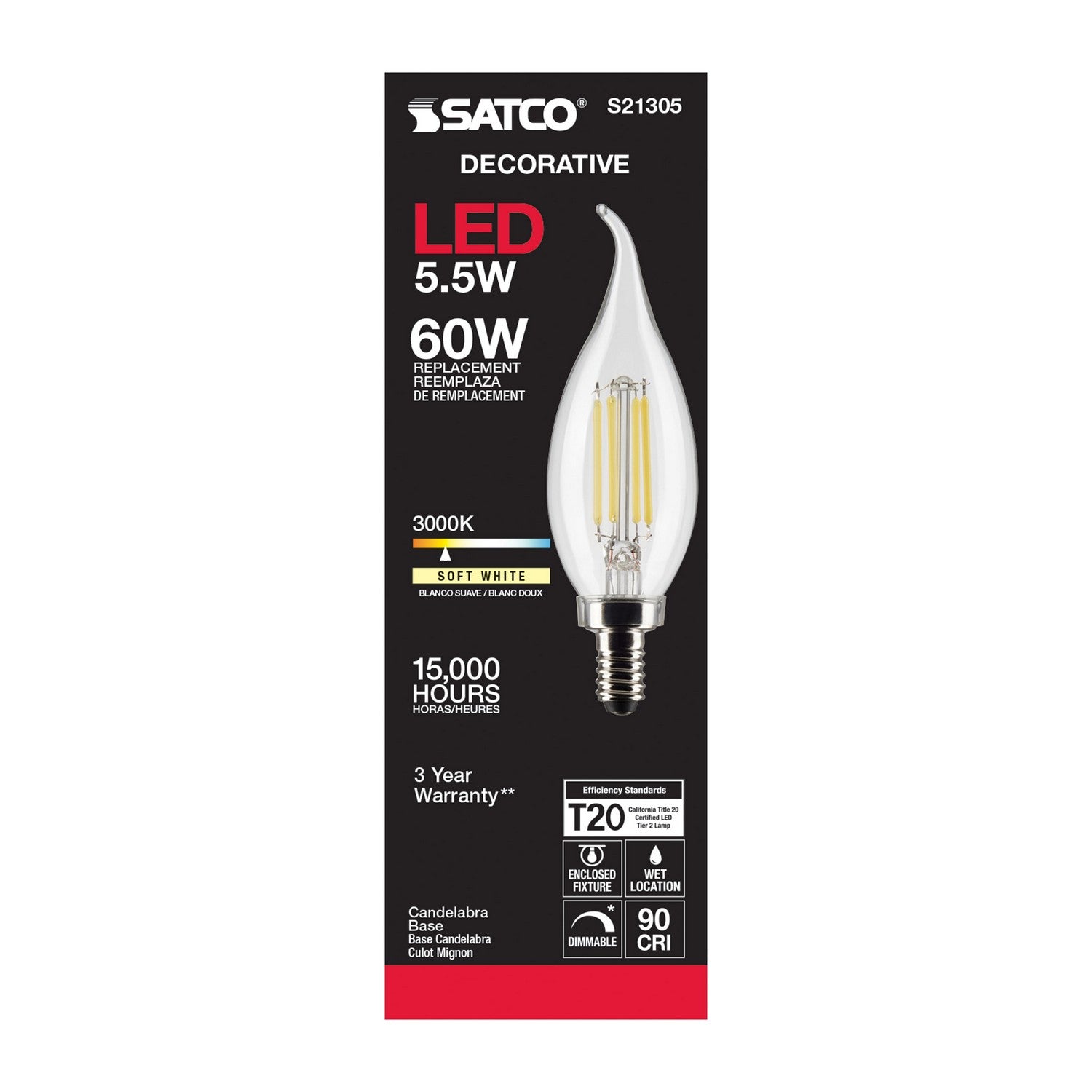 Satco - S21305 - Light Bulb - Clear