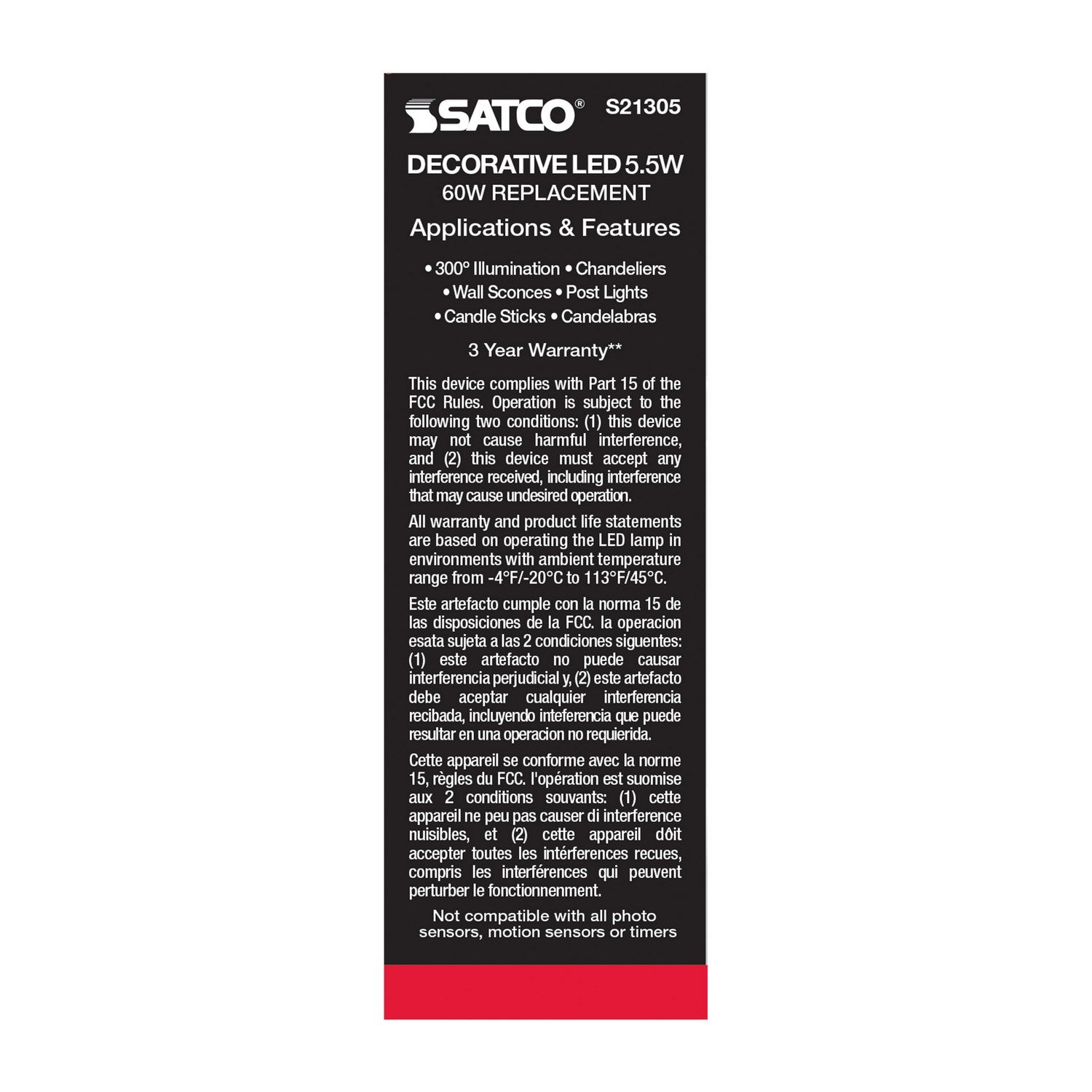 Satco - S21305 - Light Bulb - Clear