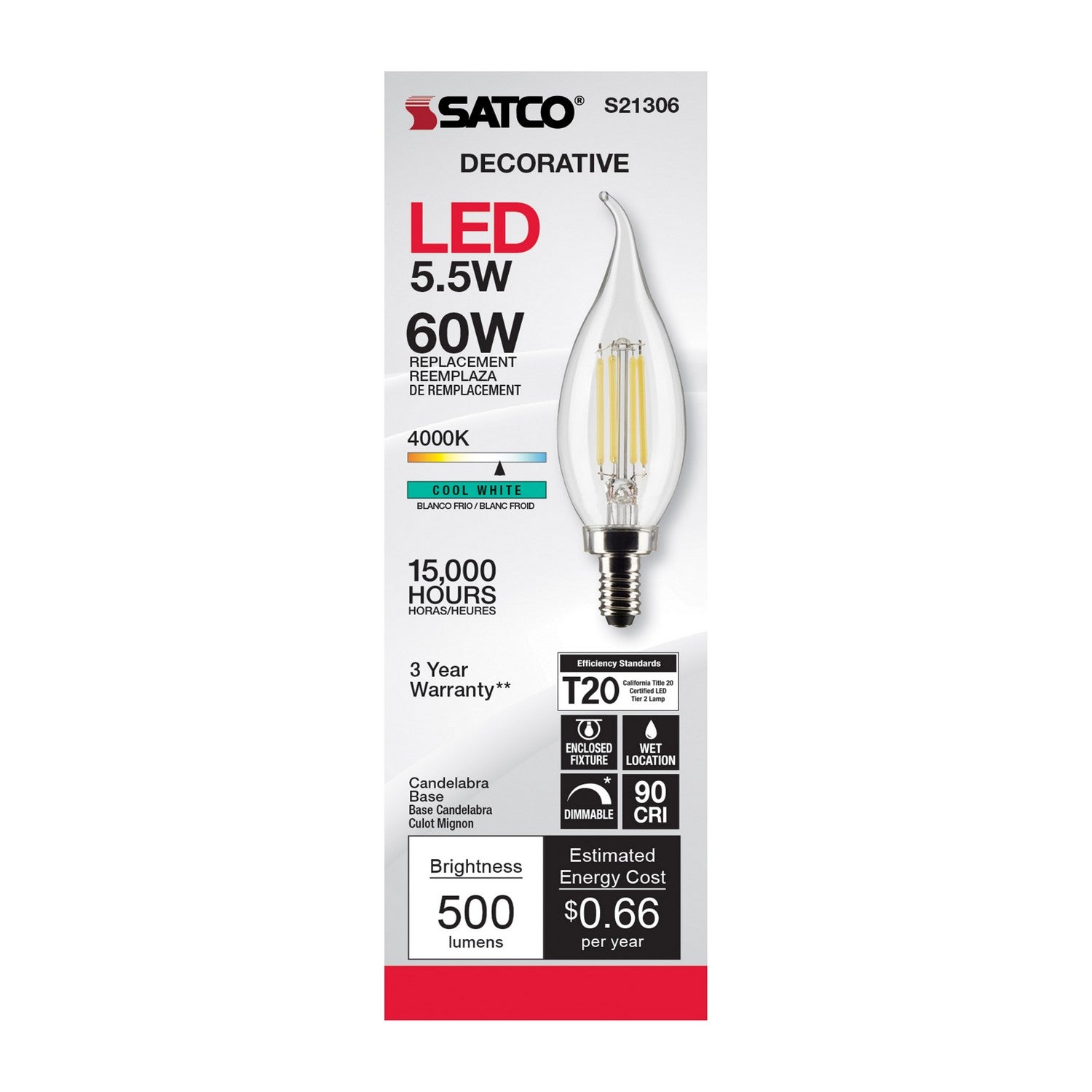Satco - S21306 - Light Bulb - Clear