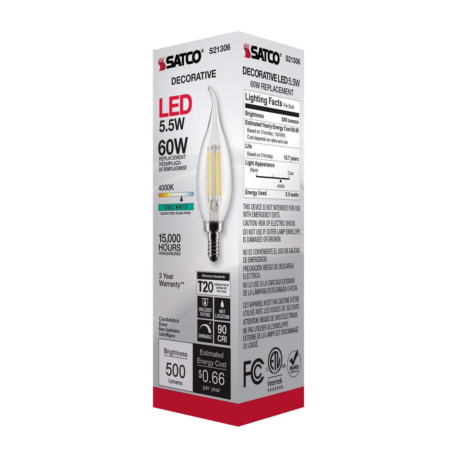 Satco - S21306 - Light Bulb - Clear