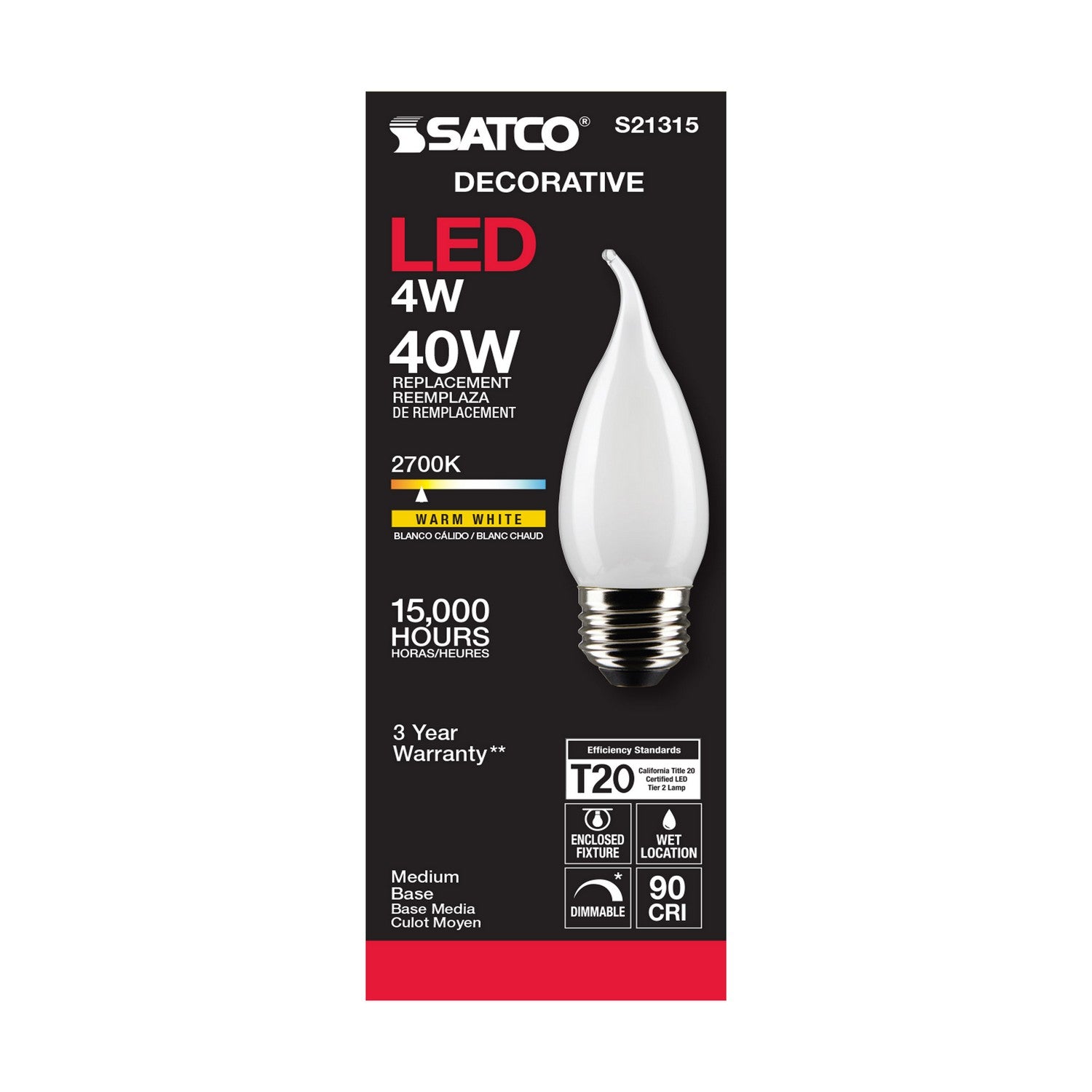 Satco - S21315 - Light Bulb - Frost