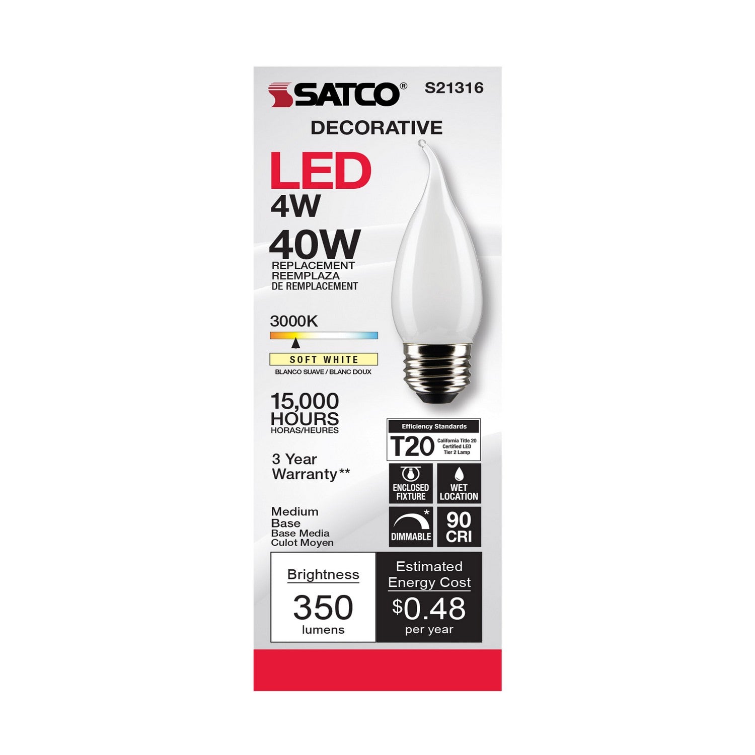 Satco - S21316 - Light Bulb - Frost