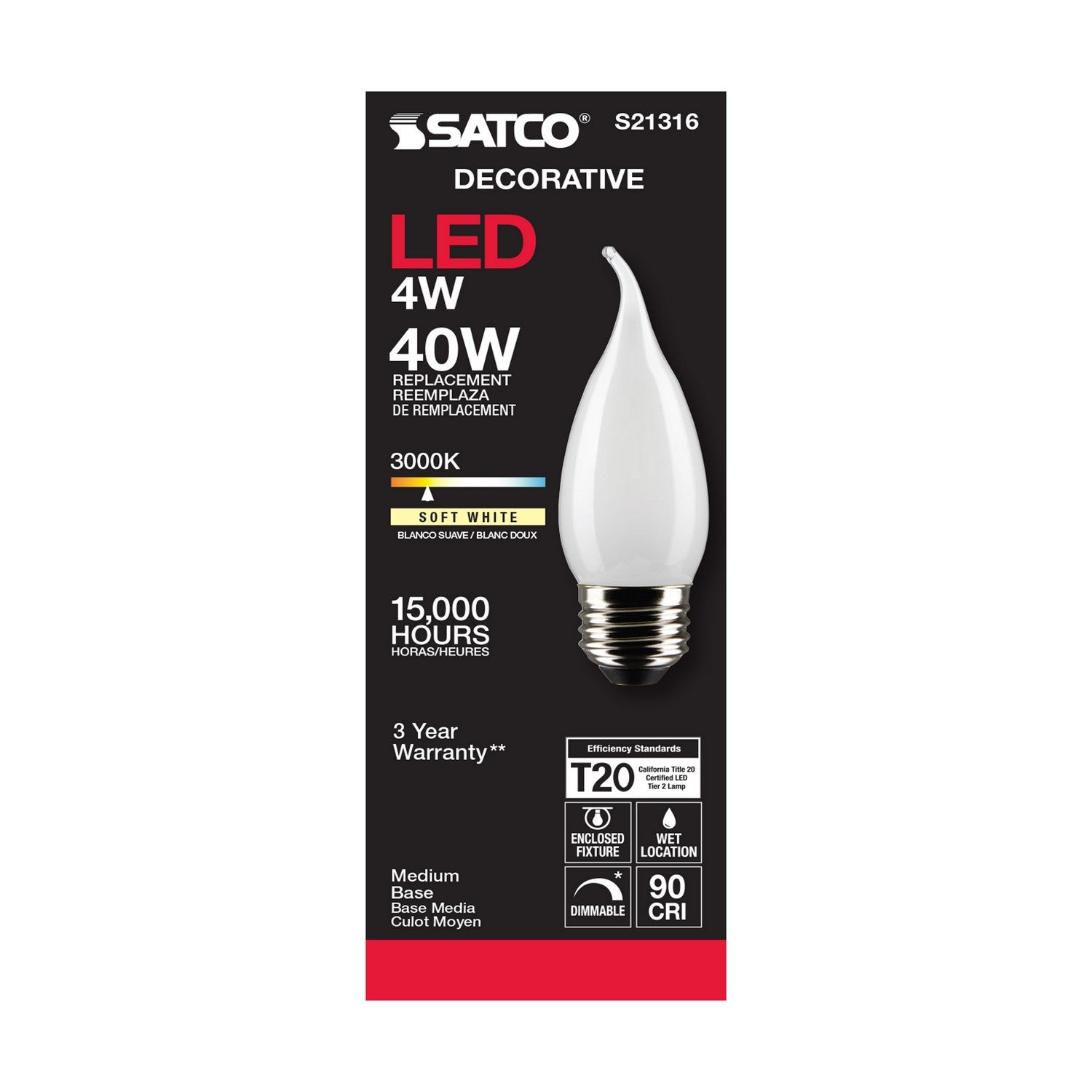 Satco - S21316 - Light Bulb - Frost