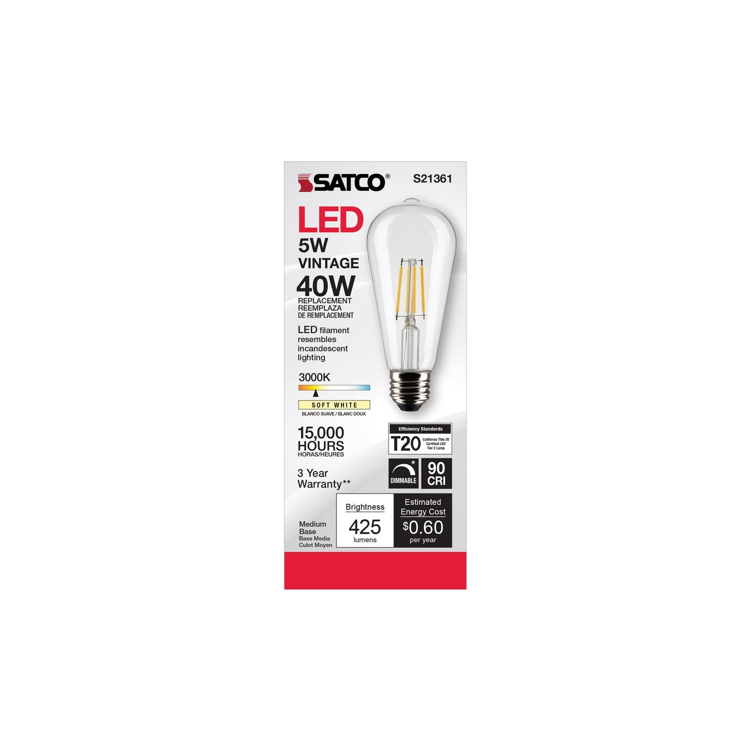 Satco - S21361 - Light Bulb - Clear