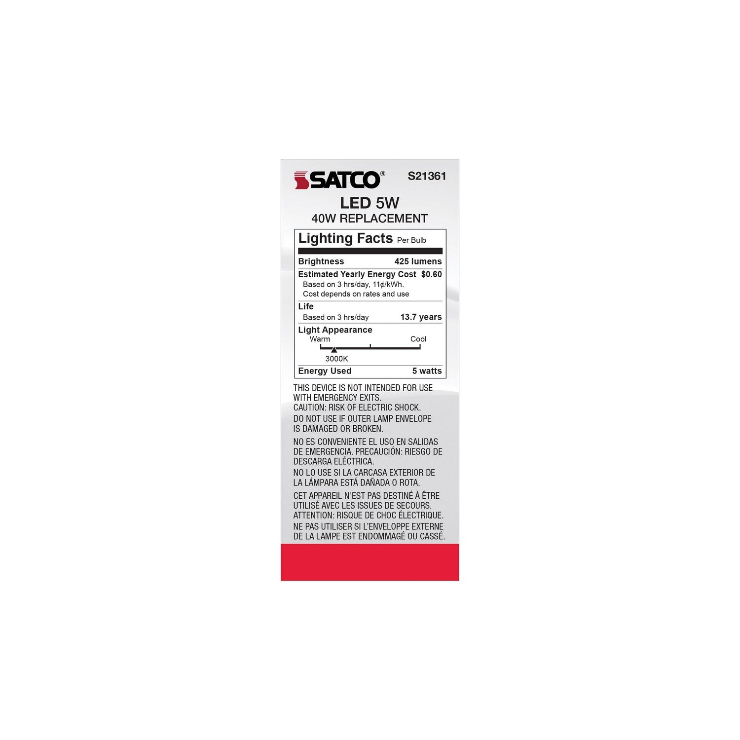 Satco - S21361 - Light Bulb - Clear
