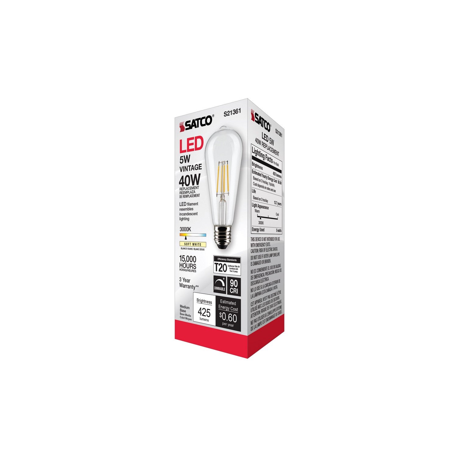 Satco - S21361 - Light Bulb - Clear