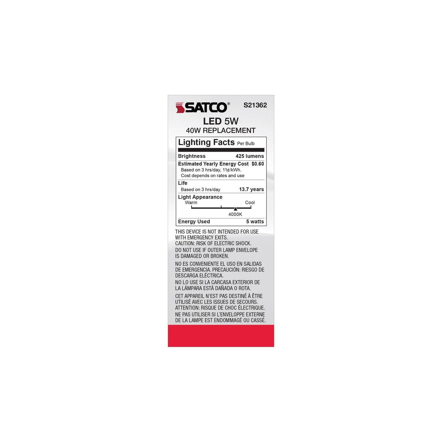 Satco - S21362 - Light Bulb - Clear