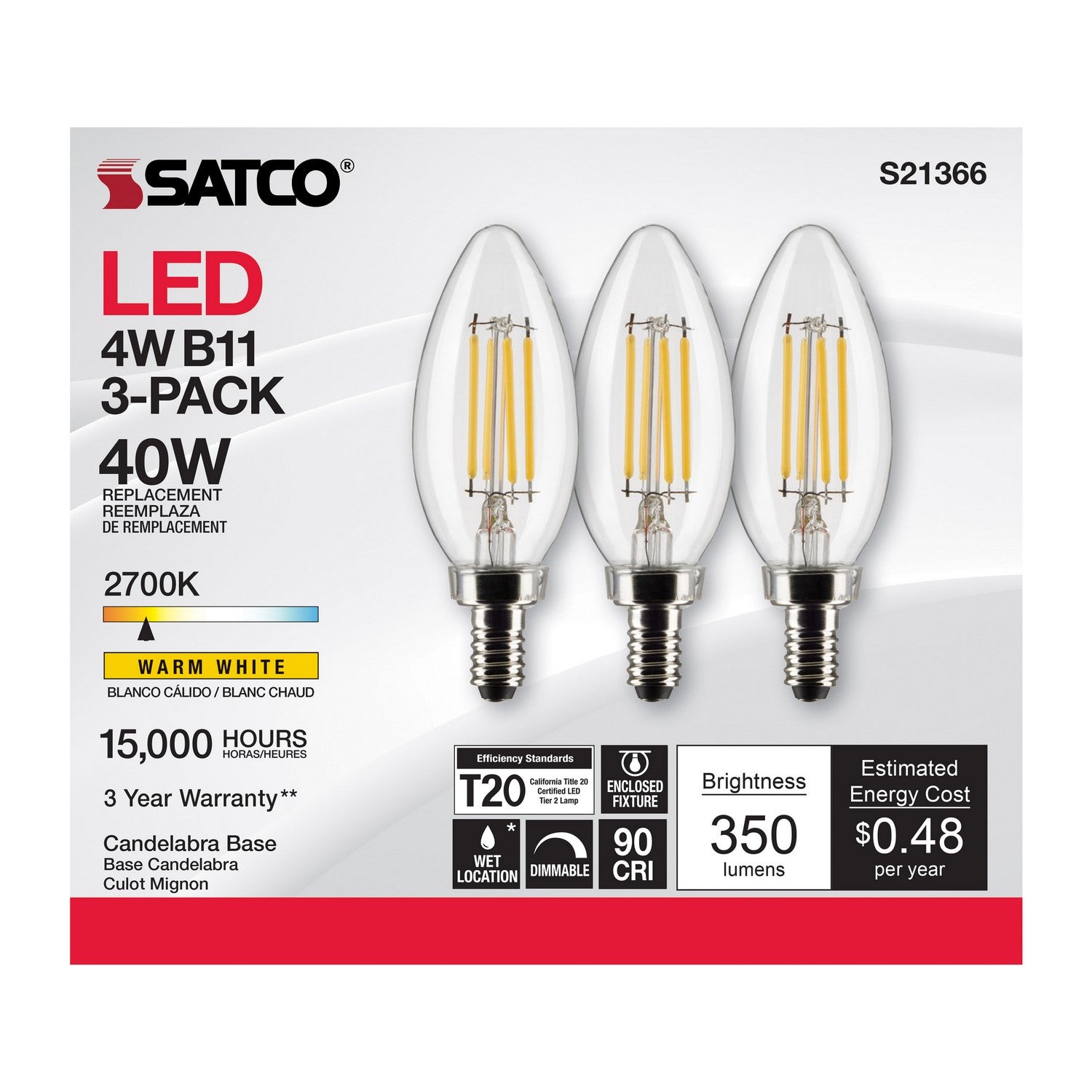 Satco - S21366 - Light Bulb - Clear