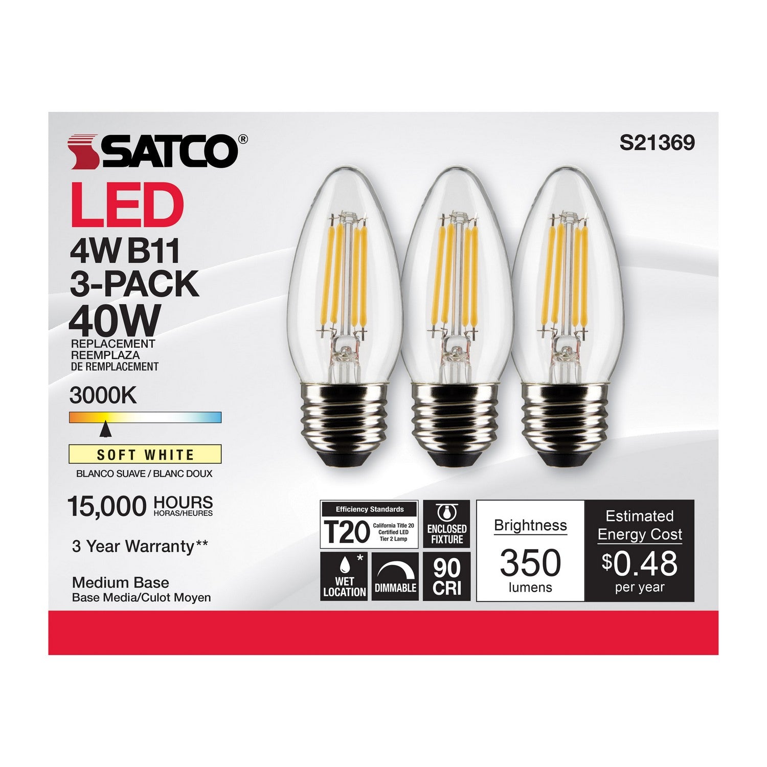 Satco - S21369 - Light Bulb - Clear