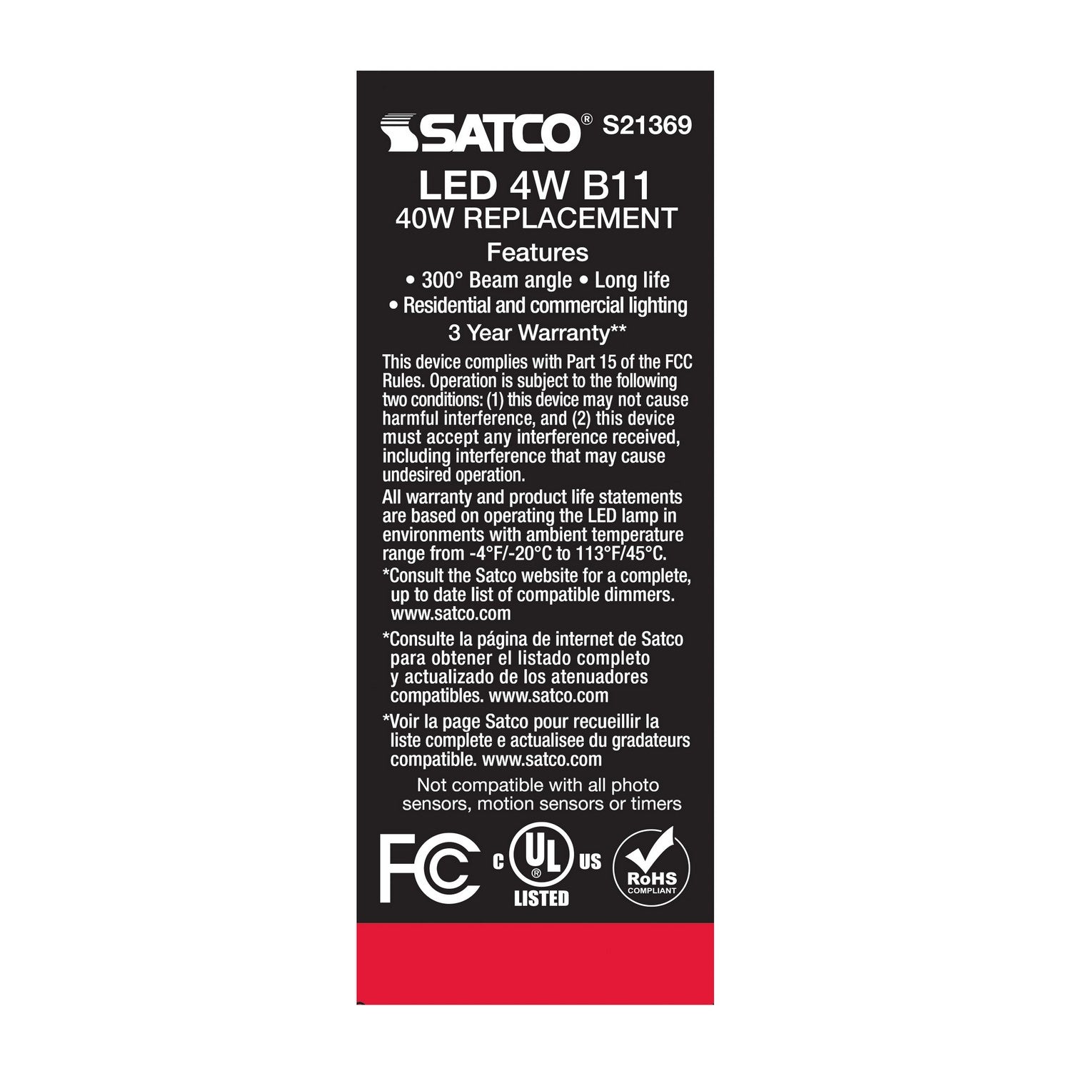 Satco - S21369 - Light Bulb - Clear
