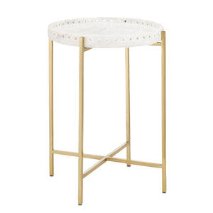 Currey and Company - 4000-0146 - Accent Table - Freya - White/Antique Brass