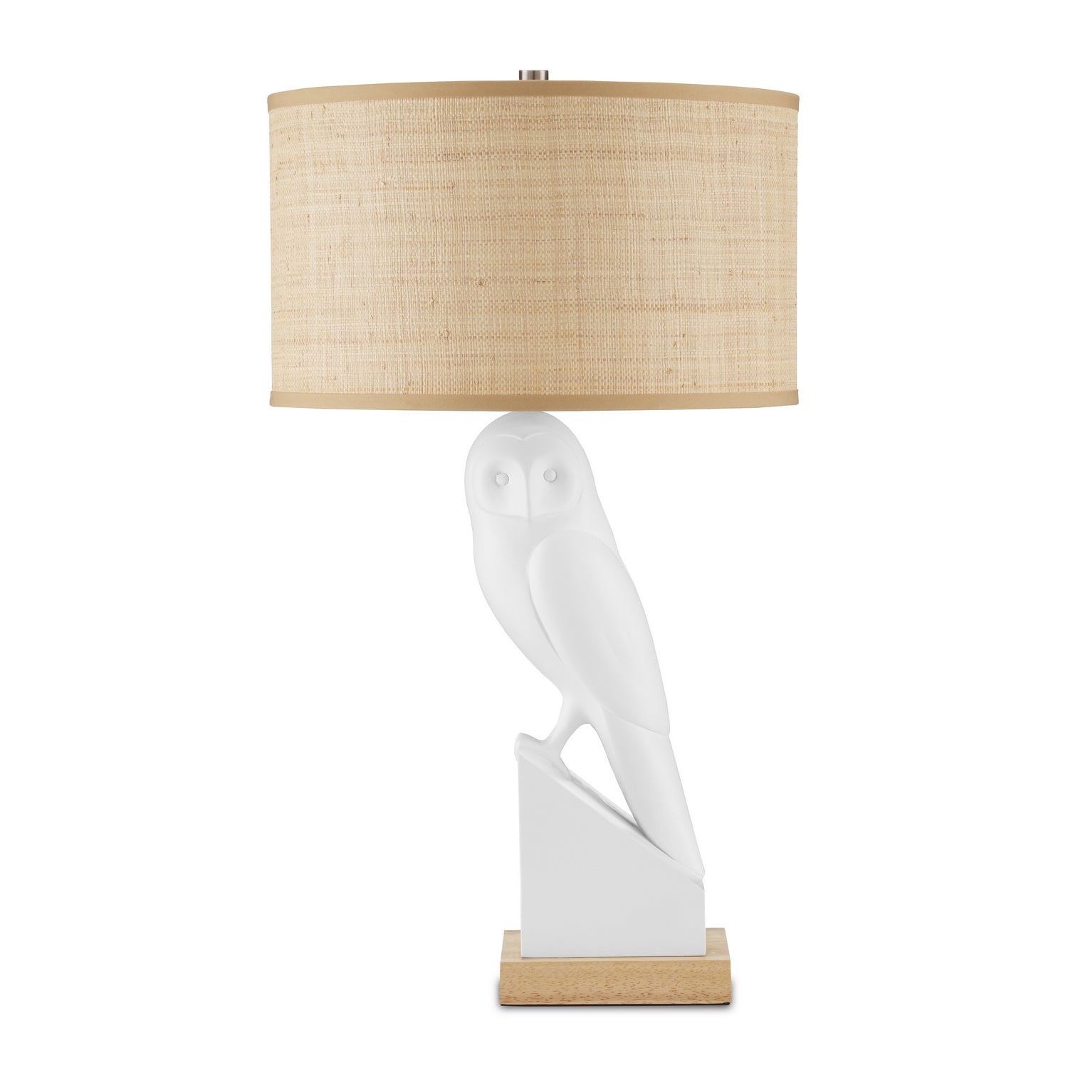 Currey and Company - 6000-0816 - One Light Table Lamp - Snowy - White/Natural/Polished Nickel