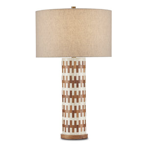 Currey and Company - 6000-0824 - One Light Table Lamp - Tia - White/Natural/Antique Brass