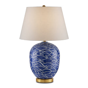 Currey and Company - 6000-0842 - One Light Table Lamp - Nami - Blue/White/Gold Leaf