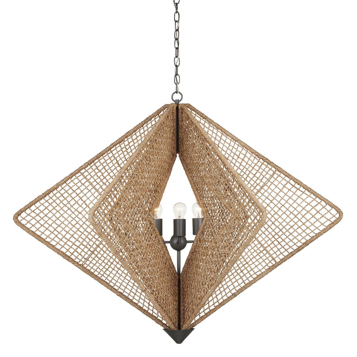 Currey and Company - 9000-0965 - Three Light Chandelier - Hiroshi Koshitaka - Natural Rope/Hiroshi Gray