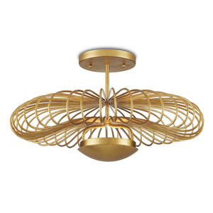 Currey and Company - 9000-0985 - LED Semi-Flush Mount - Sheereen - Contemporary Gold Leaf/ Contemporary Gold