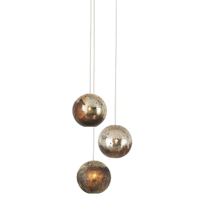 Currey and Company - 9000-1013 - Three Light Pendant - Pathos - Antique Silver/Antique Gold/Matte Charcoal