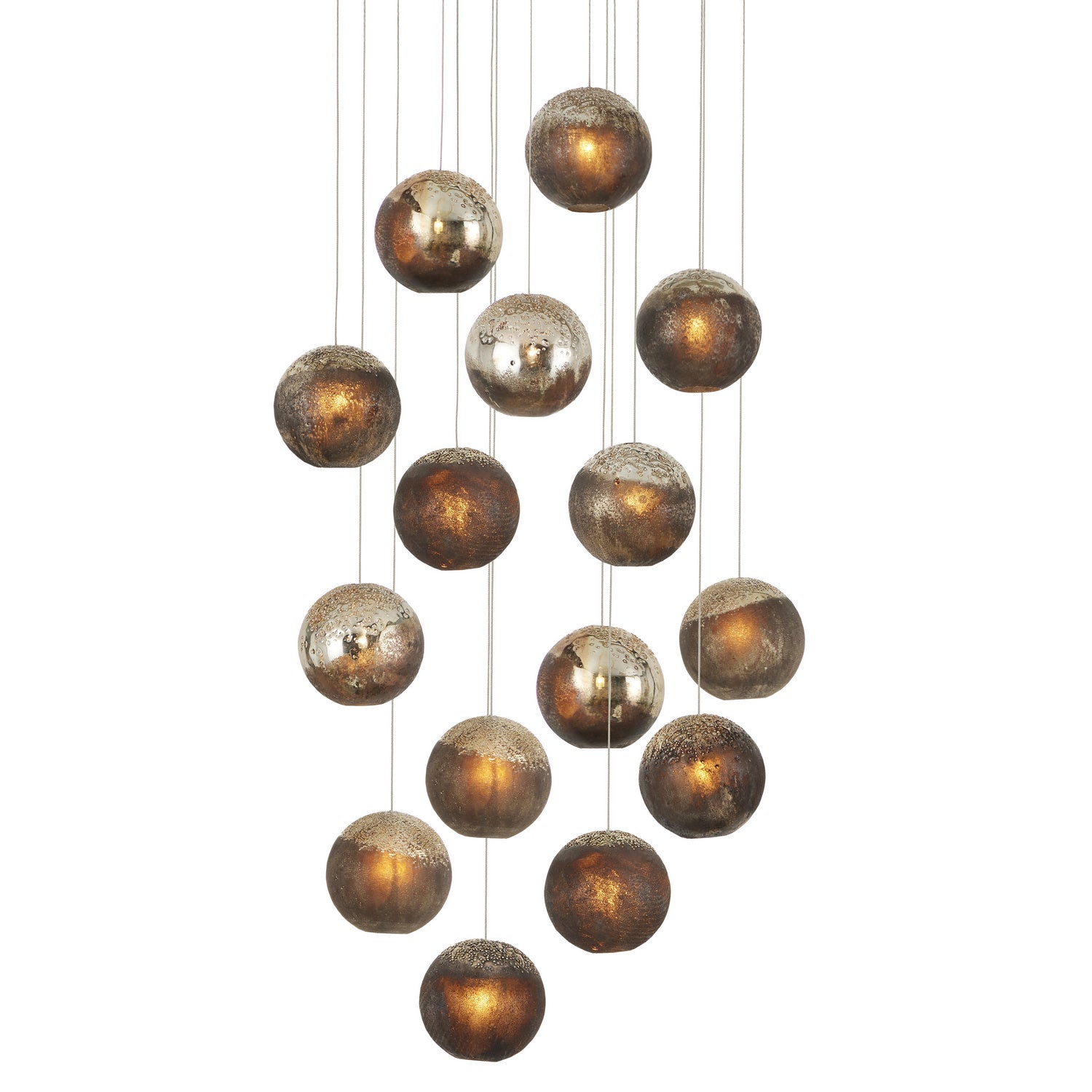 Currey and Company - 9000-1015 - 15 Light Pendant - Pathos - Antique Silver/Antique Gold/Matte Charcoal