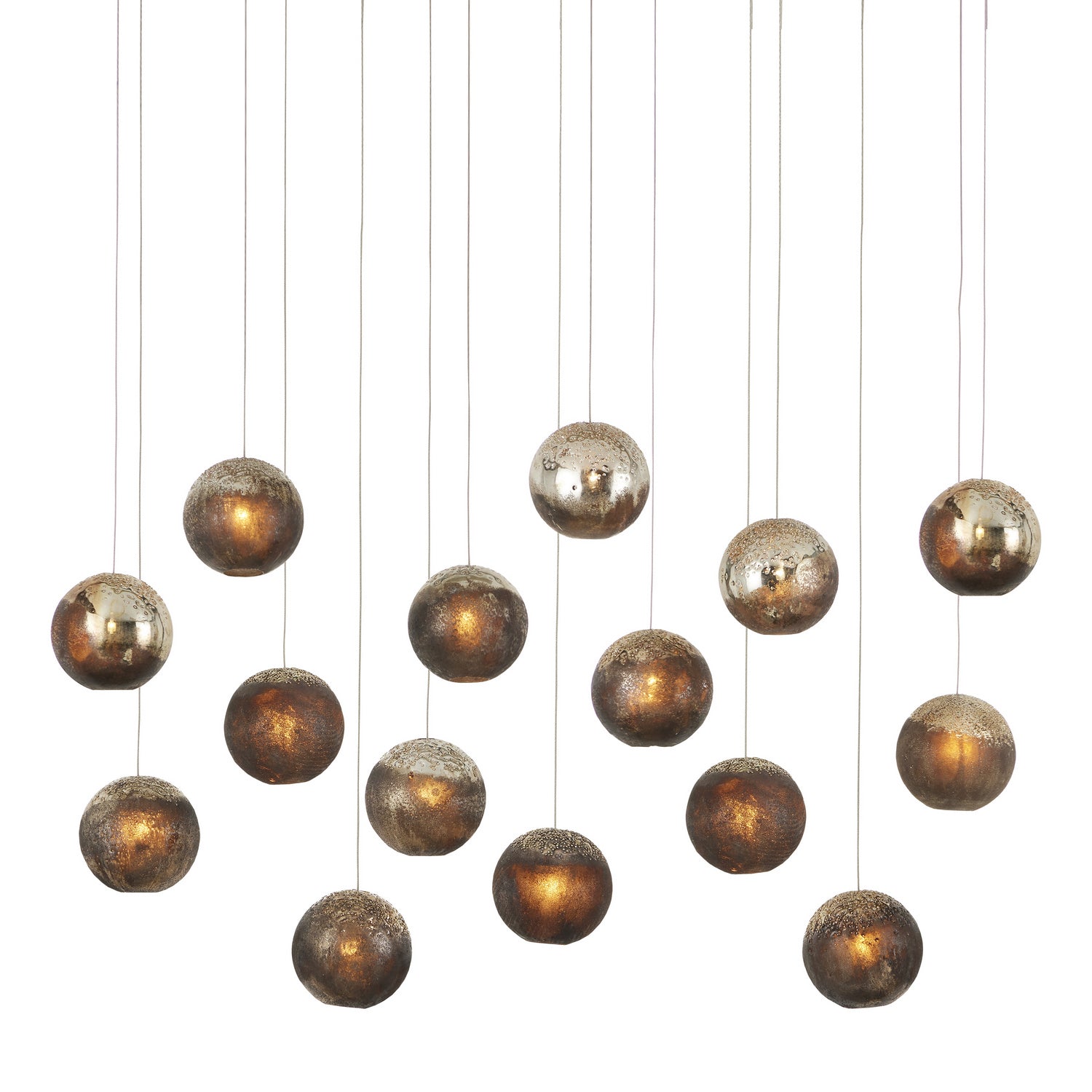 Currey and Company - 9000-1016 - 15 Light Pendant - Pathos - Antique Silver/Antique Gold/Matte Charcoal