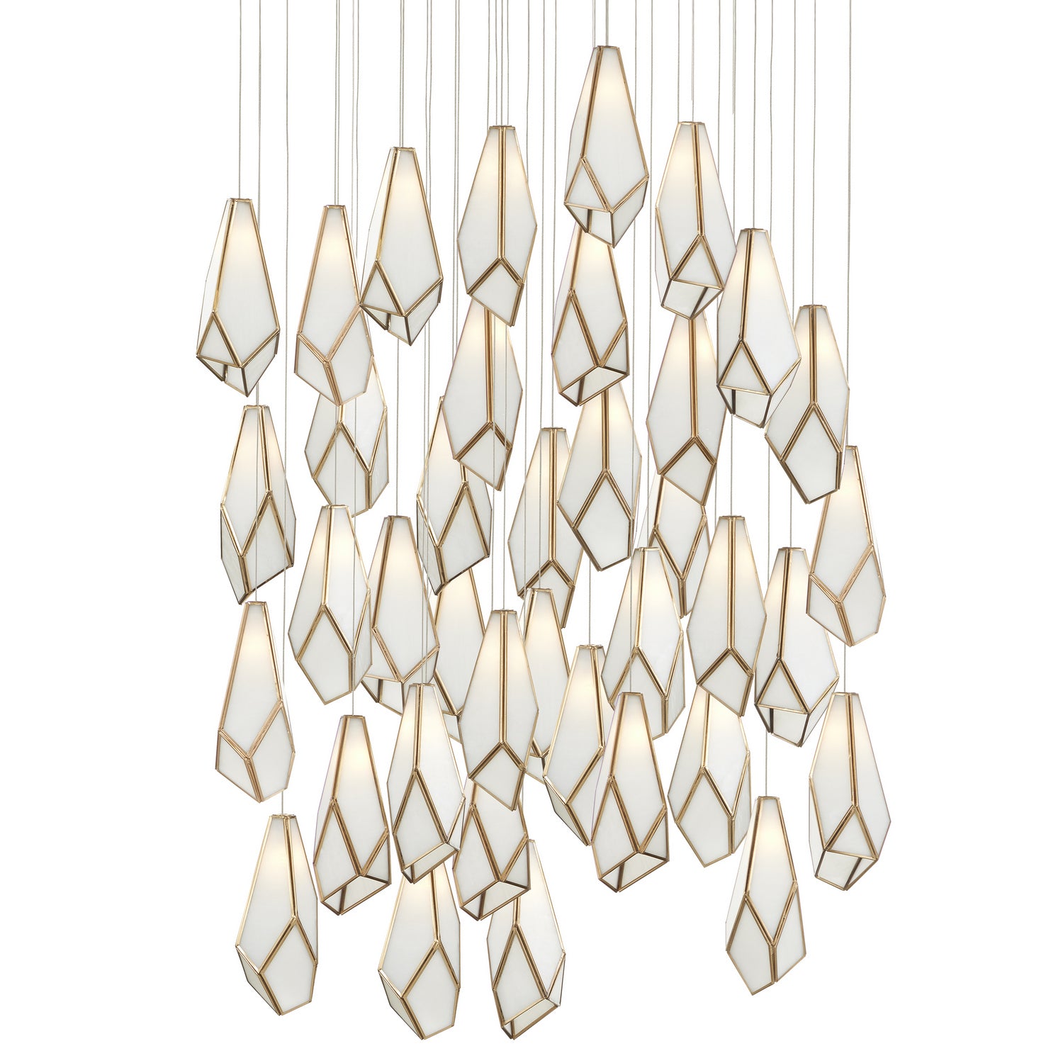 Currey and Company - 9000-1039 - 36 Light Pendant - Glace - White/Antique Brass