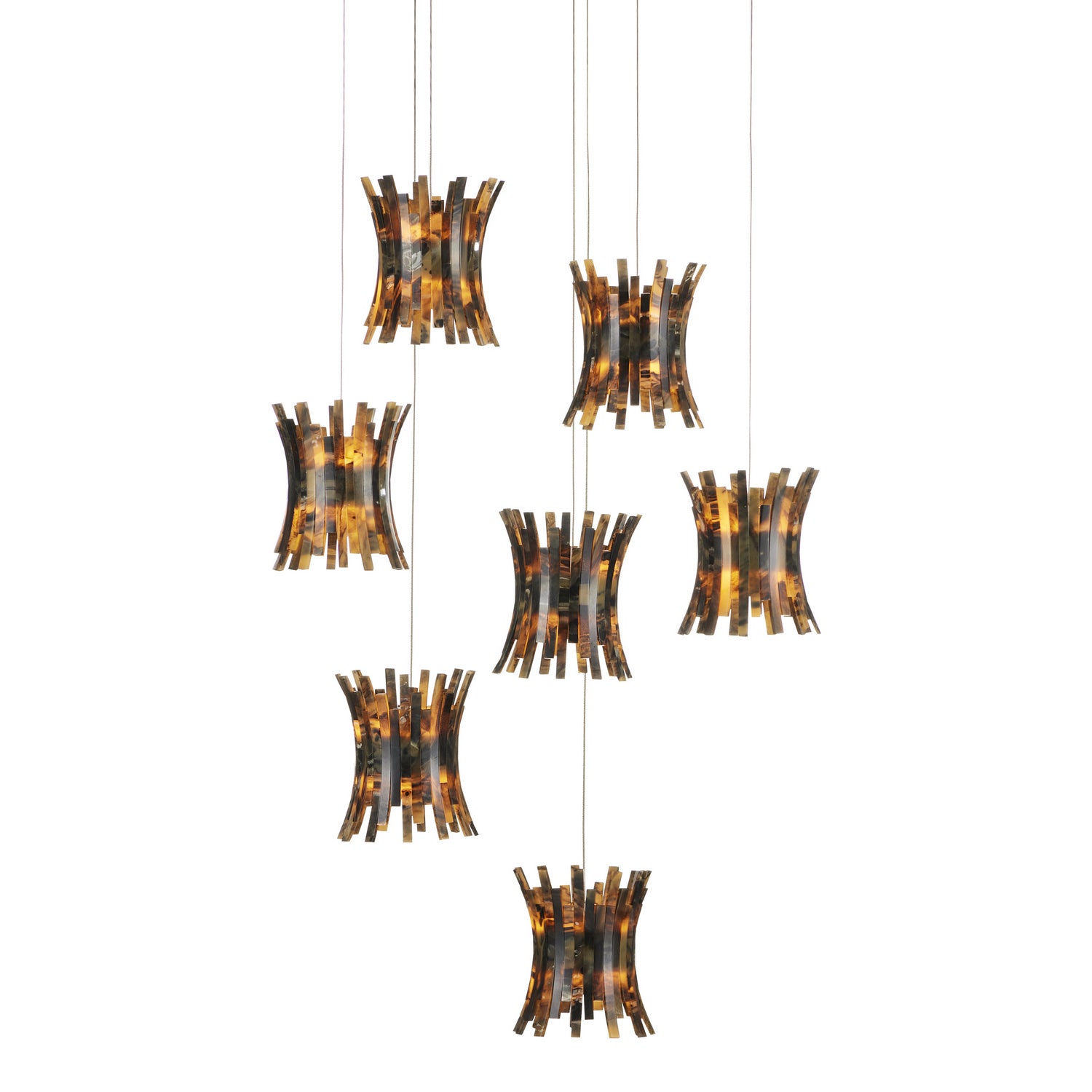 Currey and Company - 9000-1042 - Seven Light Pendant - Alsop - Brown/Black/Natural