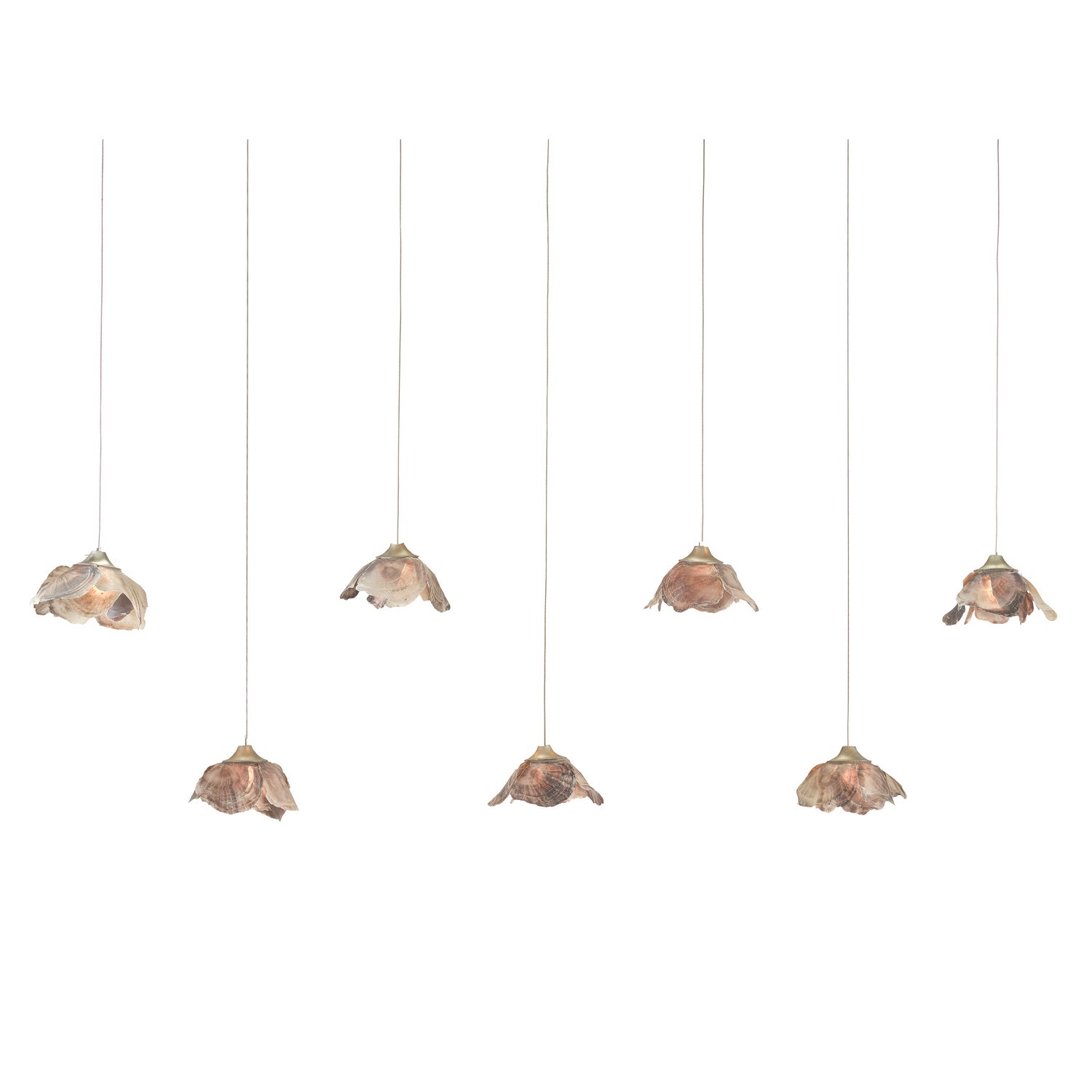 Currey and Company - 9000-1055 - Seven Light Pendant - Catrice - Natural Shell/Contemporary Silver Leaf