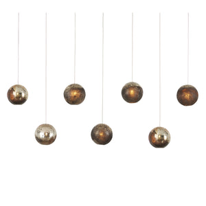 Currey and Company - 9000-1069 - Seven Light Pendant - Pathos - Antique Silver/Antique Gold/Matte Charcoal