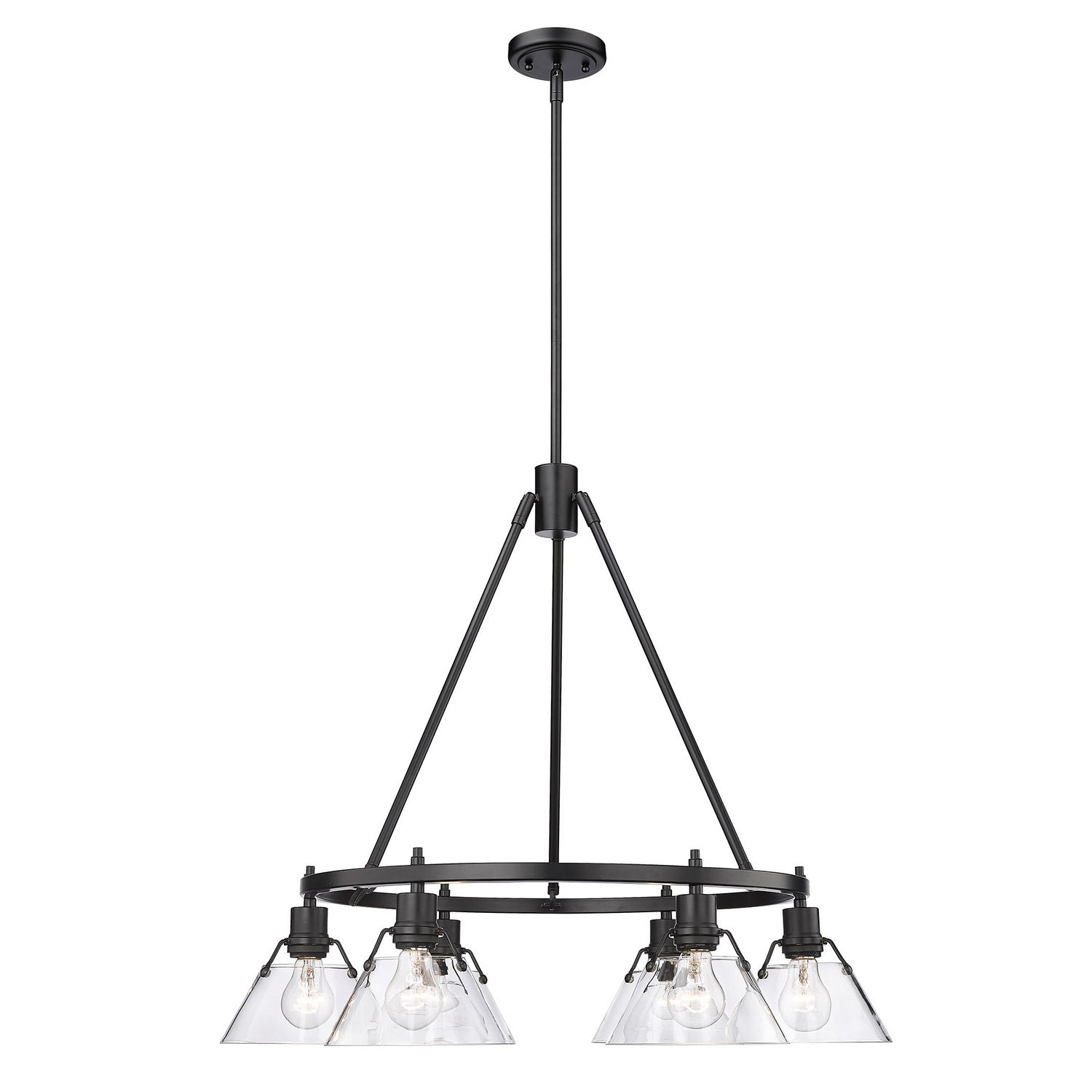 Golden - 3306-6 BLK-CLR - Six Light Chandelier - Orwell BLK - Matte Black