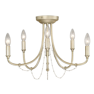 Golden - 8322-6SF WG - Six Light Semi-Flush Mount - Kamila - White Gold