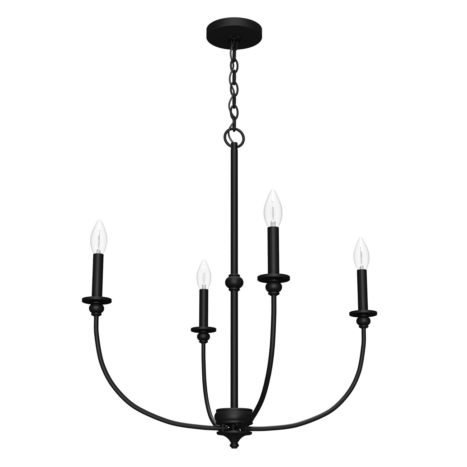 Hunter - 19636 - Four Light Chandelier - Southcrest - Matte Black