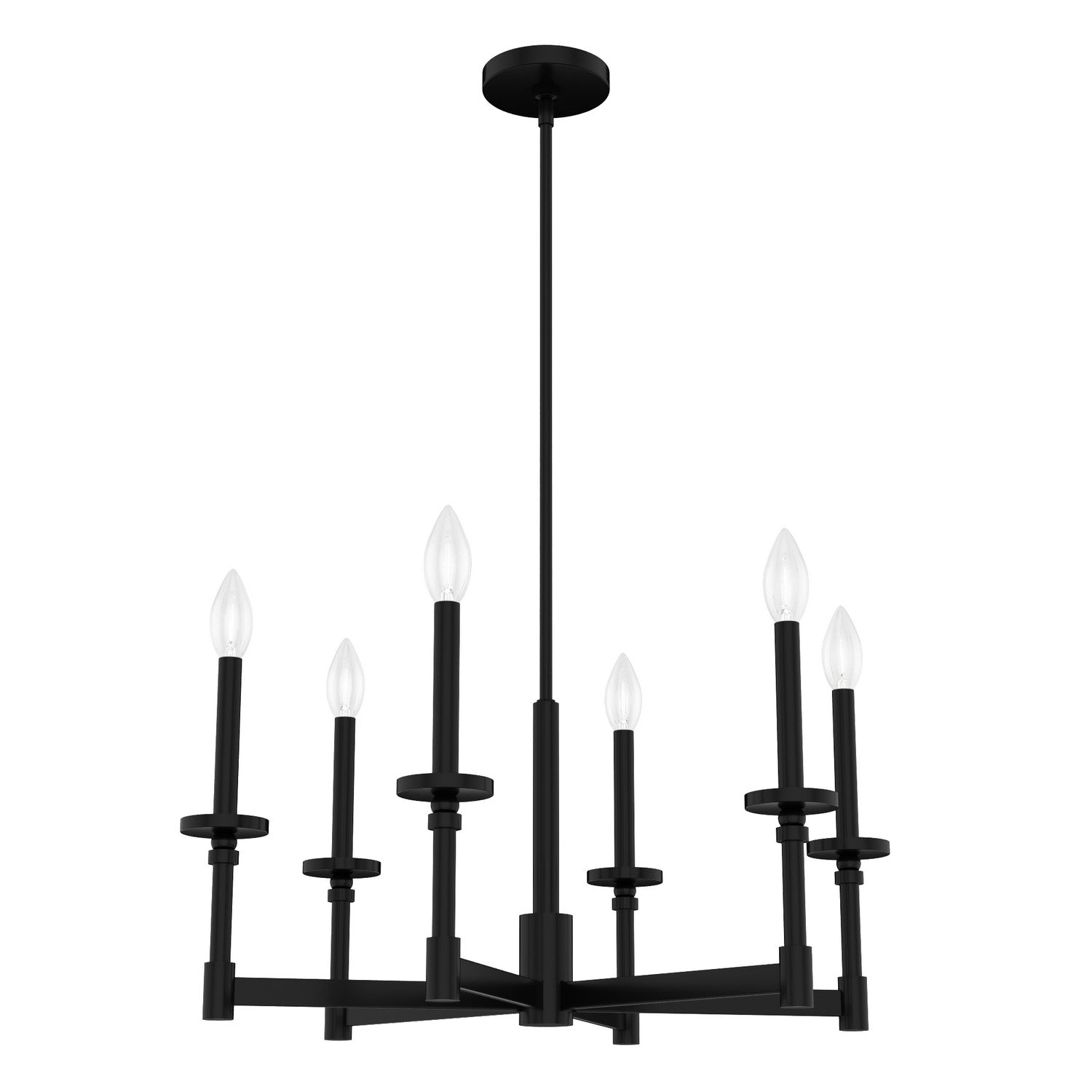 Hunter - 19700 - Six Light Chandelier - Briargrove - Matte Black