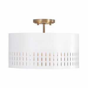 Capital Lighting - 250231AW - Three Light Dual Mount Semi Flush/Pendant - Dash - Aged Brass and White