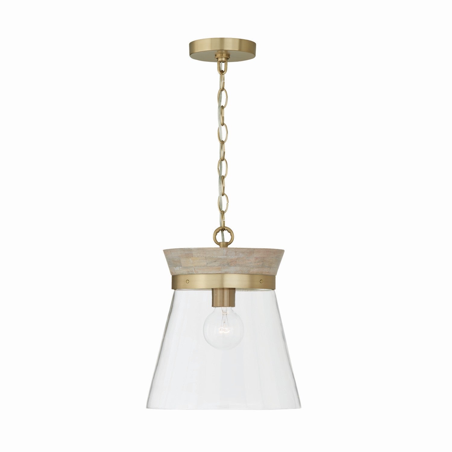 Capital Lighting - 347311WS - One Light Pendant - Finn - White Wash and Matte Brass