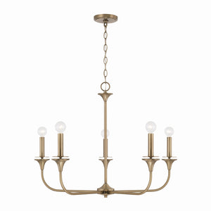 Capital Lighting - 448951AD - Five Light Chandelier - Presley - Aged Brass