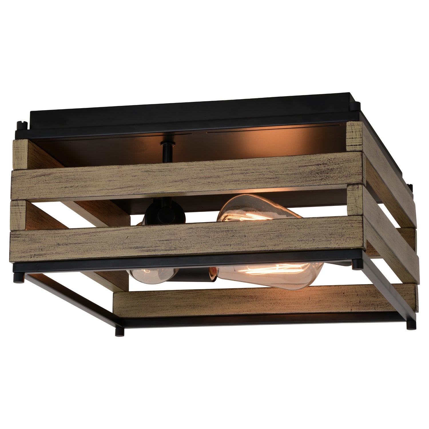 Vaxcel - C0265 - Three Light Flush Mount - Ravenswood - Matte Black and Burnished Maple