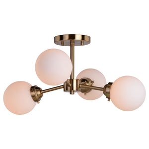 Vaxcel - C0268 - Four Light Semi-Flush Mount - Orbit - Muted Brass