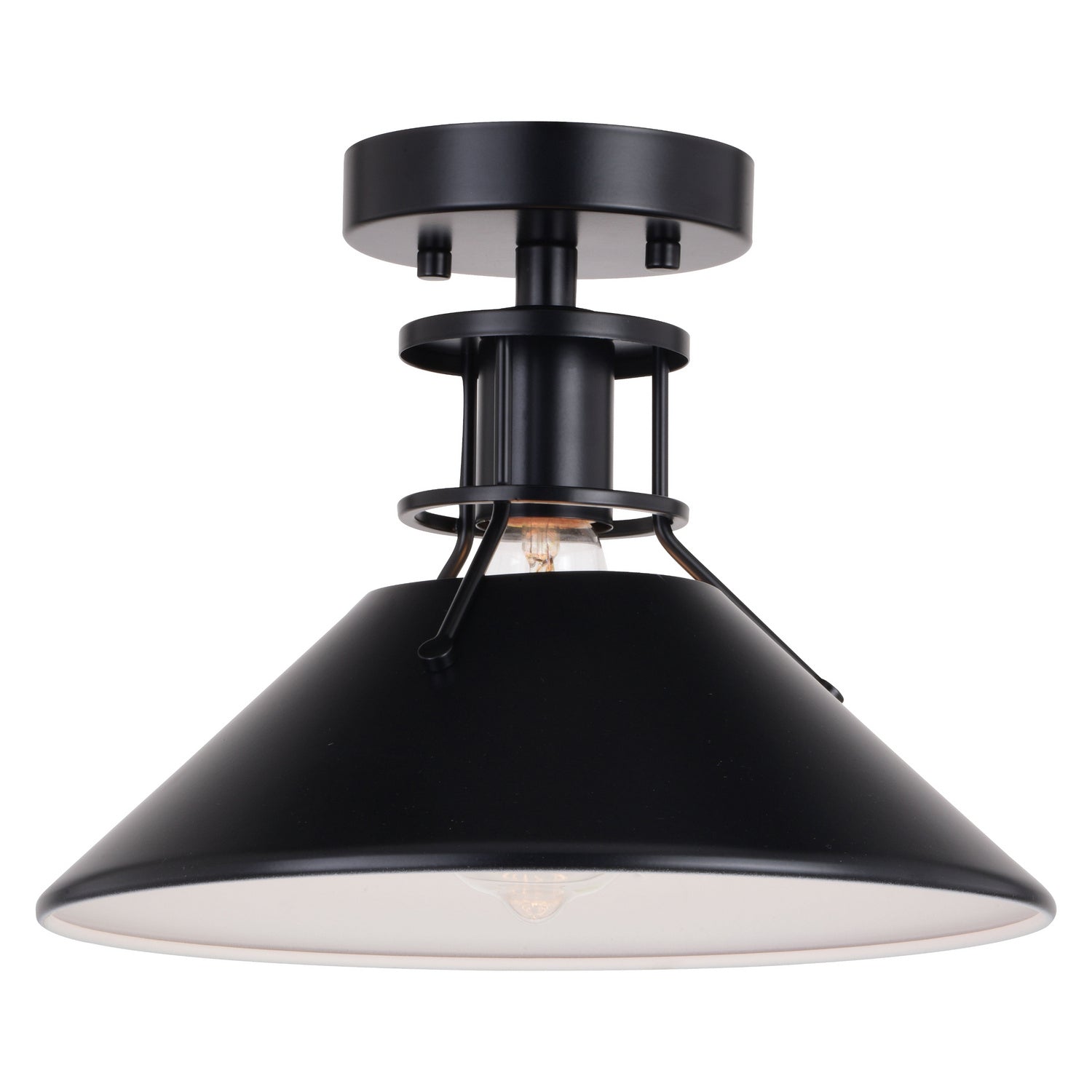 Vaxcel - C0270 - One Light Semi-Flush Mount - Canton - Black and Matte White