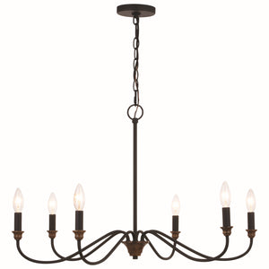 Vaxcel - H0265 - Six Light Chandelier - Annabelle - Matte Black and Brushed Walnut