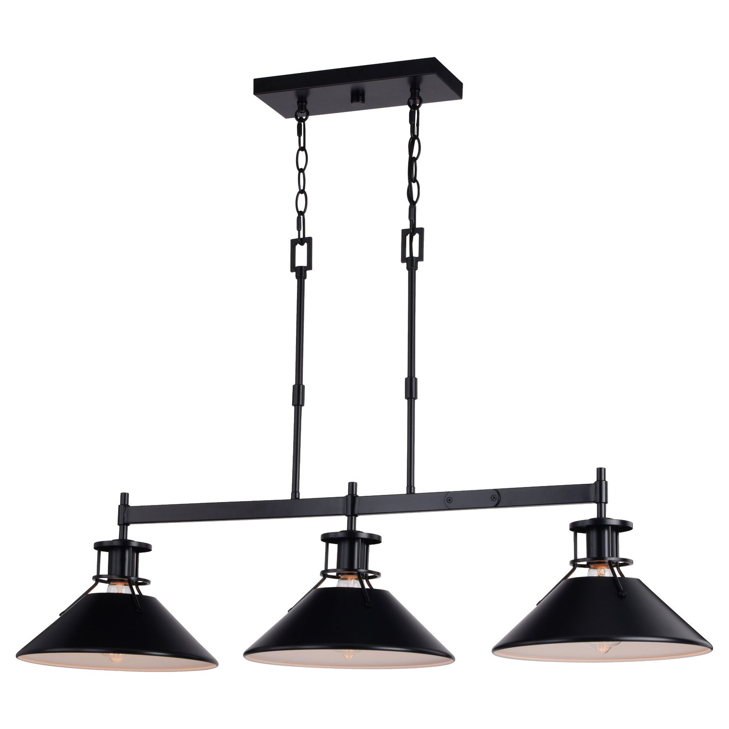 Vaxcel - H0270 - Three Light Linear Chandelier - Canton - Black and Matte White