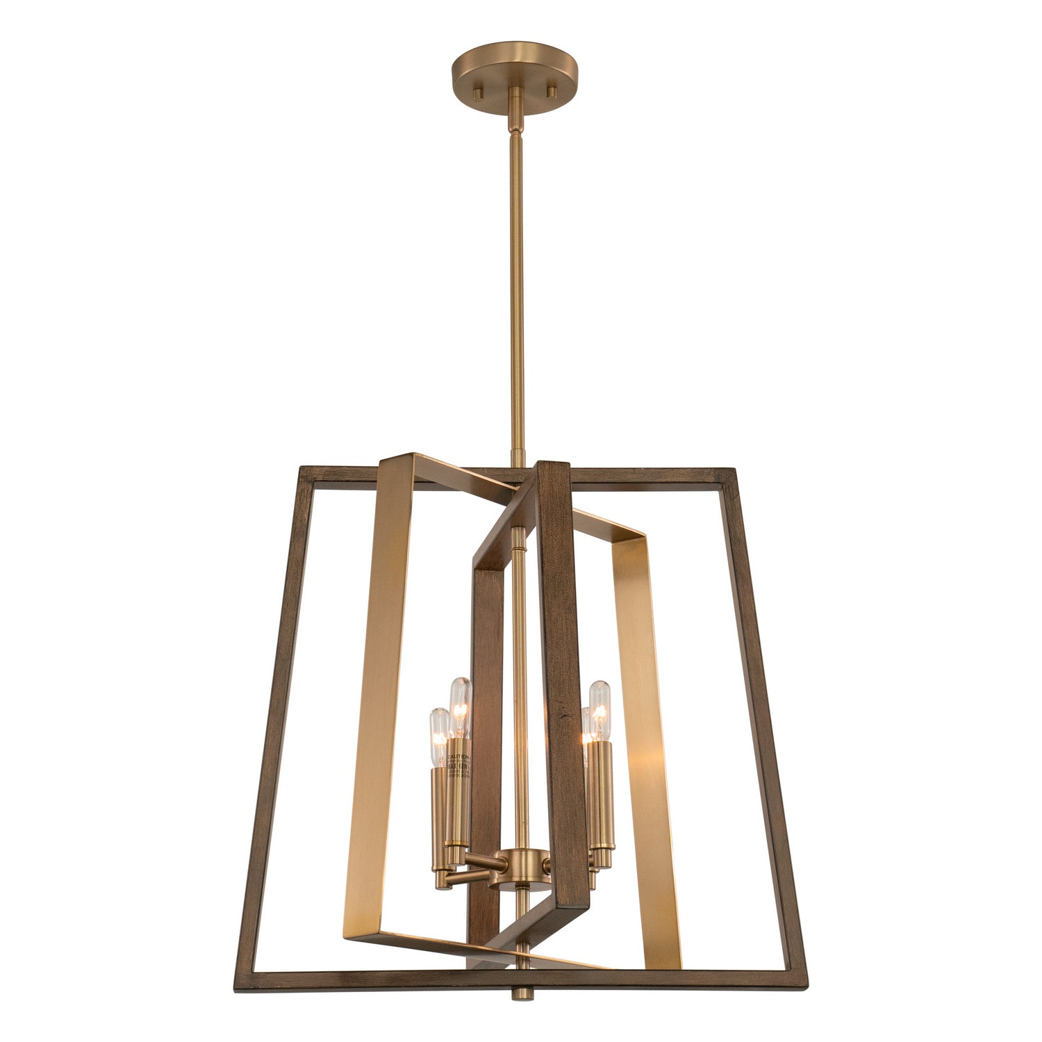 Vaxcel - P0347 - Four Light Pendant - Dunning - Natural Brass and Burnished Chestnut